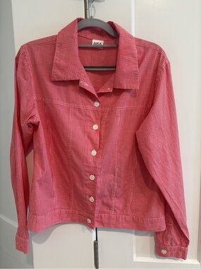 Vintage Red Gingham Button-Down Shirt Jacket